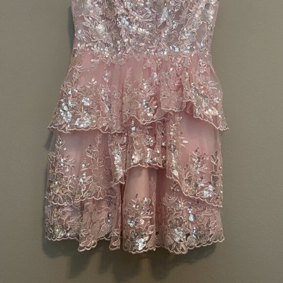 JJ'S HOUSE,  Size 0, short, LIGHT PINK, SEQUIN, HOMECOMING, PRINCESS DRESS - Picture 3 of 15